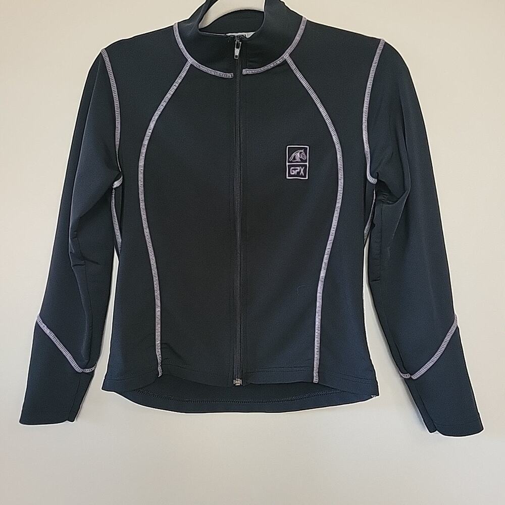 Youth Small Grand Prix Warm Up Jacket Full Zip Black Equestrian Horse Rider VTG